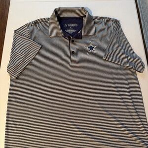 Dallas Cowboys Authentic Men's Polo Size XL Blue White Striped Star Team Logo